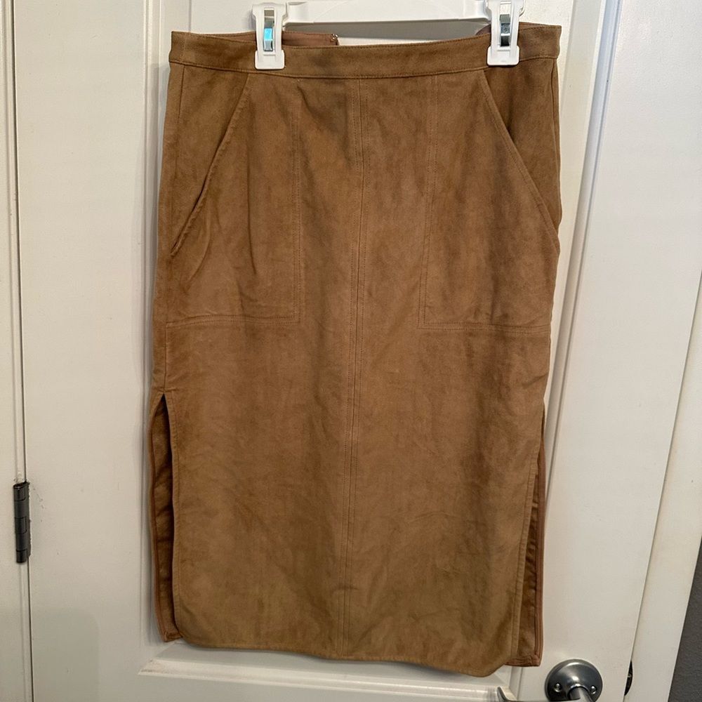 Halston Heritage faux suede pencil skirt knee length